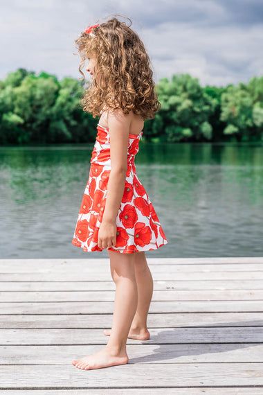 Moeder dochter jurken - matching kleding - twinning jurken - zomer feestjurk - mother daughter dresses by Just Like Mommy'z - red poppy - strapless twinning set - Mini Me outfits