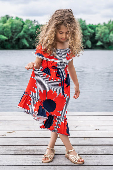 Moeder dochter kleding - twinning jurken - zomer moeder dochter jurk - mama & me summer twinning dress by Just Like Mommy'z - red maxi off shoulder- Mine Me outfit
