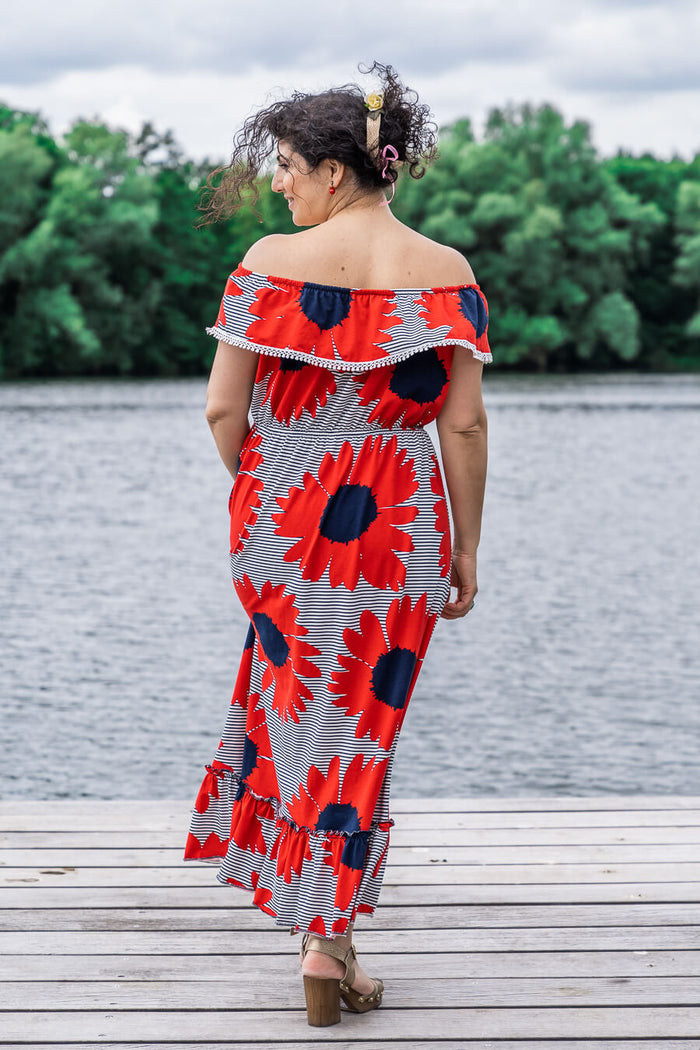 Moeder dochter  jurk - twinning jurk - strandjurk mama & me matching summer dresses by Just Like Mommy'z - red off shoulder